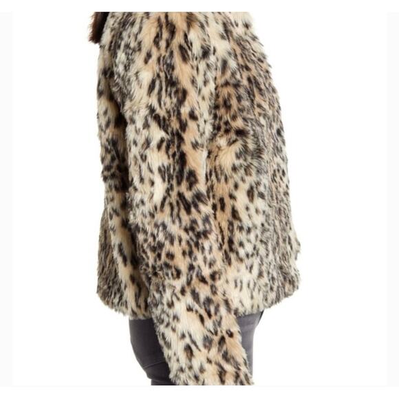 Nordstrom Chelsea 28 Faux leopard fur coat size Small - Picture 3 of 7